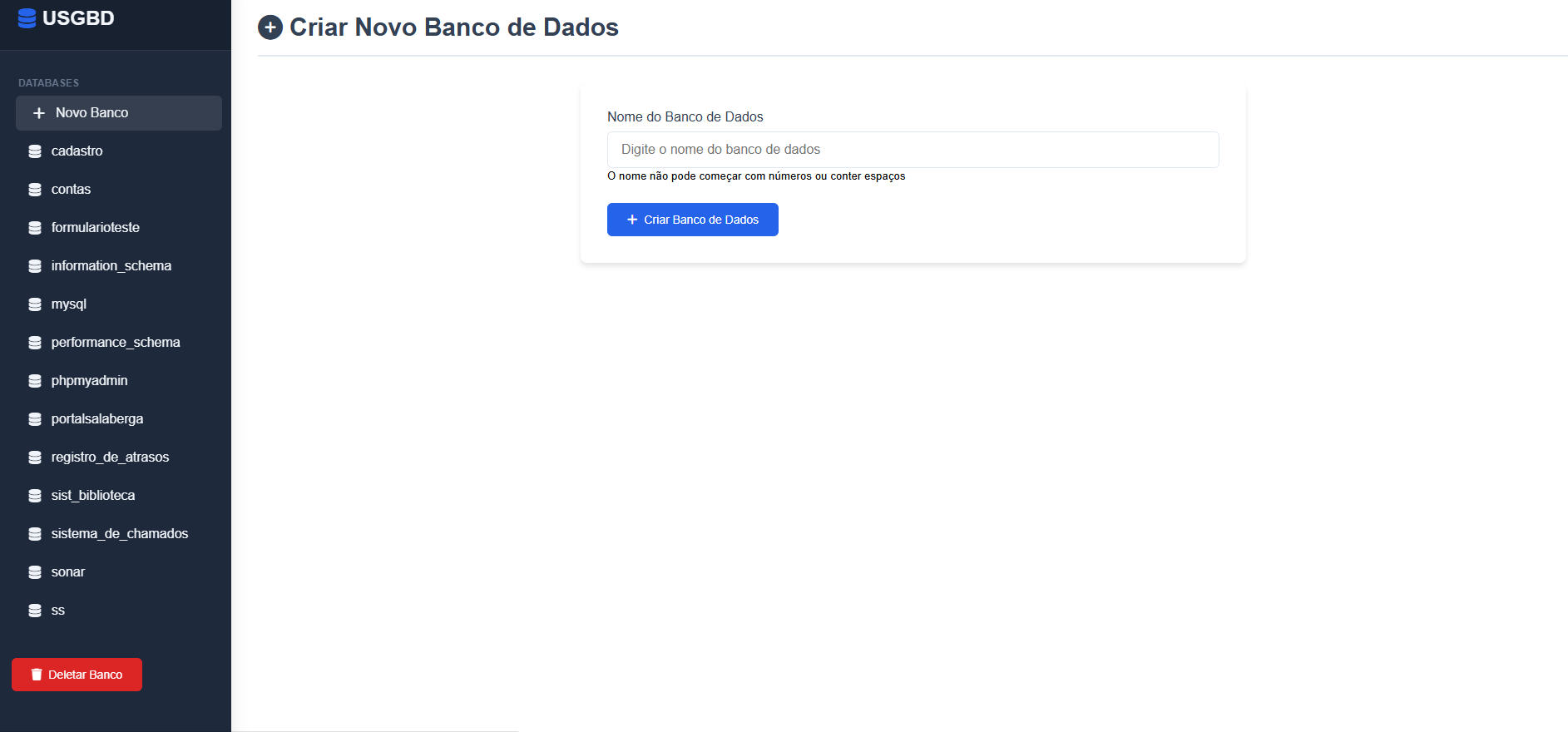 Criar banco